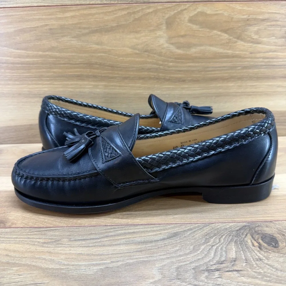 Allen Edmonds Maxfield Tassel Moc Toe Loafers 10 D Black Preppy Ivy Business‎